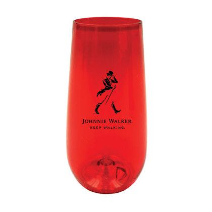 Custom 10 oz. Plastic Stemless Champagne Flute - Red