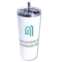 Custom Full Color 22oz Memphis Tumbler Flip Top Lid & Stainless Straw - White