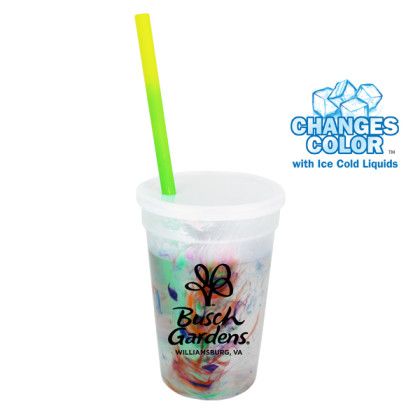 Custom Mood 17 oz. Rainbow Confetti Cup/Straw/Lid Set - Yellow to Green