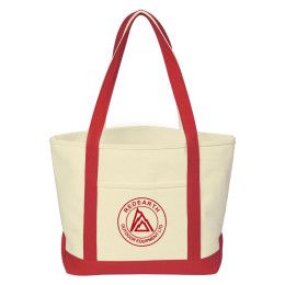 Custom Cotton Canvas Tote Bag - Natural with Red