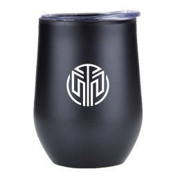 Custom 12 Oz Stainless Steel Wine Mug - Black