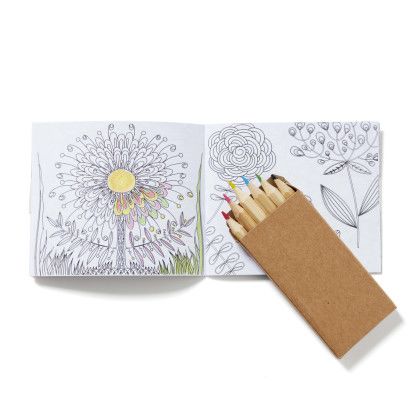 Custom Flowers Adult Coloring Book & 6-color Pencil Set - Interior