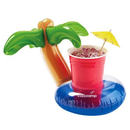 Custom Inflatable 7" Palm Tree Lagoon Beverage Coaster - Drink not included
