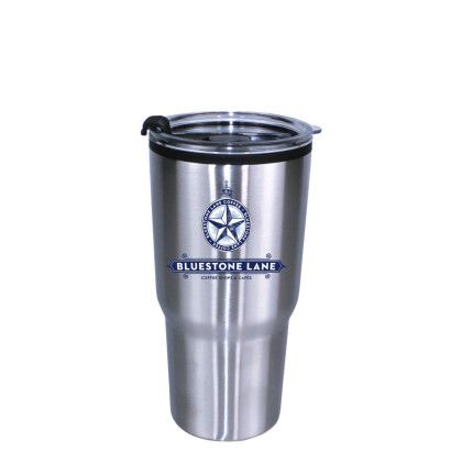 Custom Full Color 20 oz. Ares Tumbler with Stainless Straw/Flip Top Lid - Silver