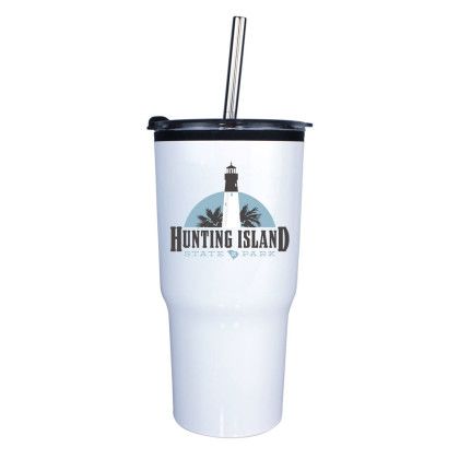 Custom Full Color 20 oz. Ares Tumbler with Stainless Straw/Flip Top Lid - White