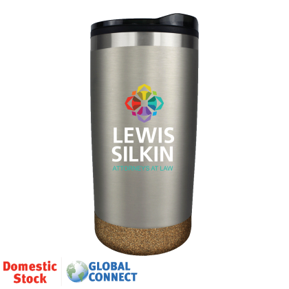 Custom Full Color Halcyon 20 oz. Cork Bottom Tumbler - Metallic Silver