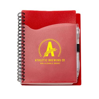 Custom 5" X 7" Wave Spiral Notebook With Cardinal Pen