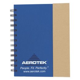 Custom Eco-recycled Journal With Sticky Notes, Flags And Pen - Blue