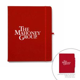 Custom 8" X 10" Soft Touch Journal With Pen Loop - Red