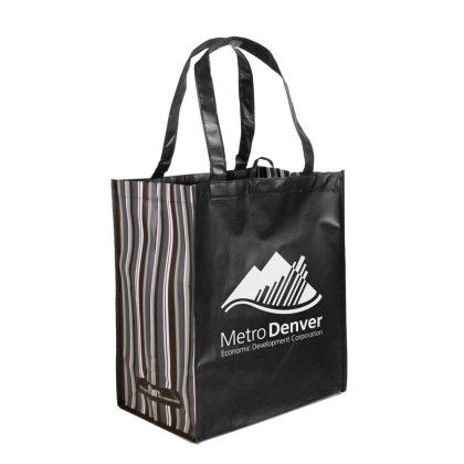 Custom RPET Striped Tote Bag - Black