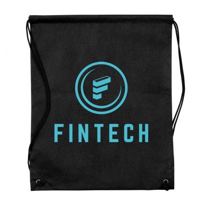 Custom Non Woven Drawstring Bag - Black