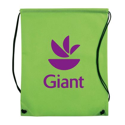 Custom Non Woven Drawstring Bag - Lime Green