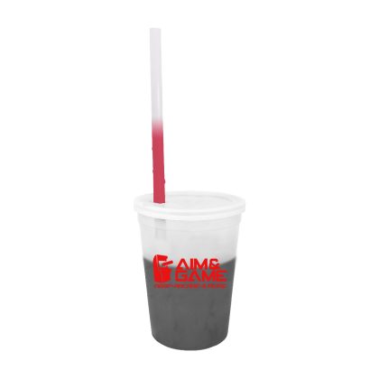 Custom Mood 12 oz. Stadium Cup/Straw/Lid Set - Frosted to Smoke