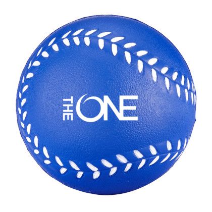 Custom Baseball Stress Reliever - Blue with white