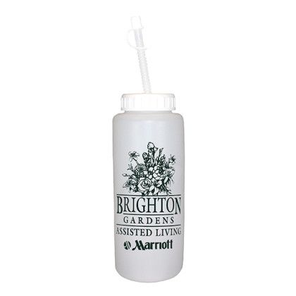 Custom 32 oz Grip Bottle with Flexible Straw - Frosted