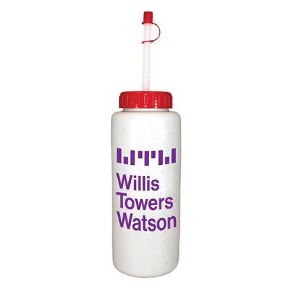 Custom 32 oz Grip Bottle with Flexible Straw - Granite