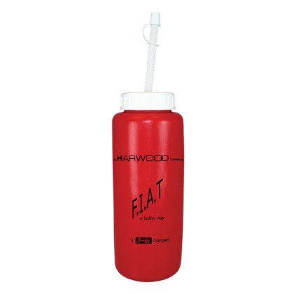 Custom 32 oz Grip Bottle with Flexible Straw - Red