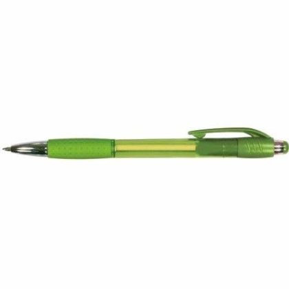 Custom Mardi Gras Grip Pen with Blue Ink - Translucent Green