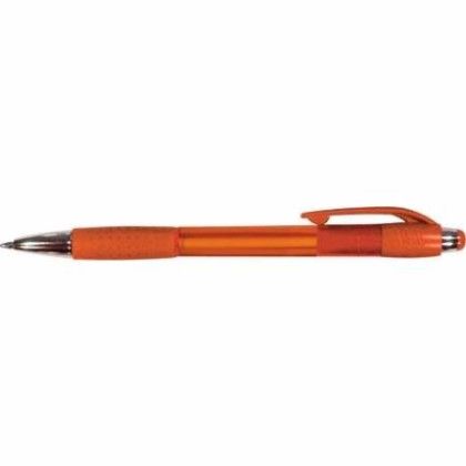Custom Mardi Gras Grip Pen with Blue Ink - Translucent Orange