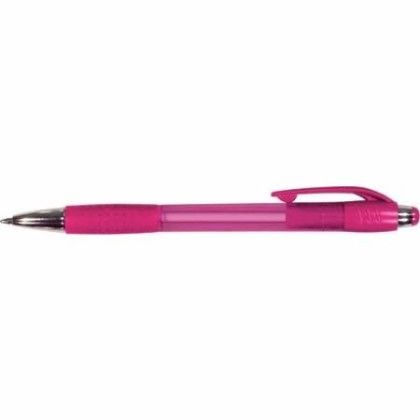 Custom Mardi Gras Grip Pen with Blue Ink - Translucent Pink