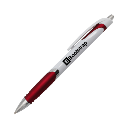 Custom White Crest Grip Pen - Red