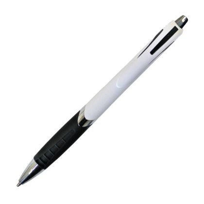 Custom White Crest Grip Pen - Black