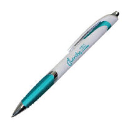 Custom White Crest Grip Pen - Light Blue