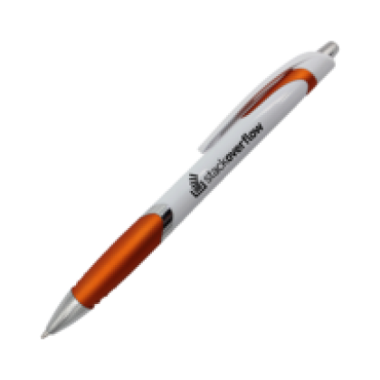 Custom White Crest Grip Pen - Orange