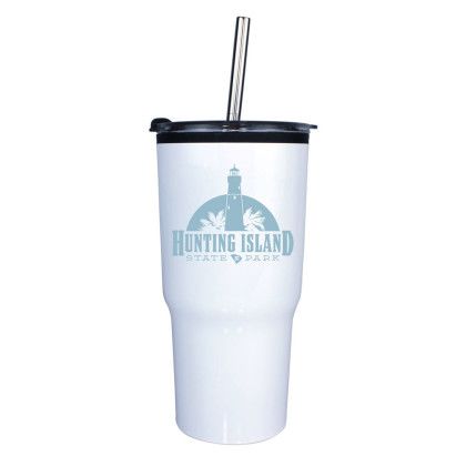 Custom 20 oz. Ares Tumbler with Stainless Straw/Flip Top Lid - White