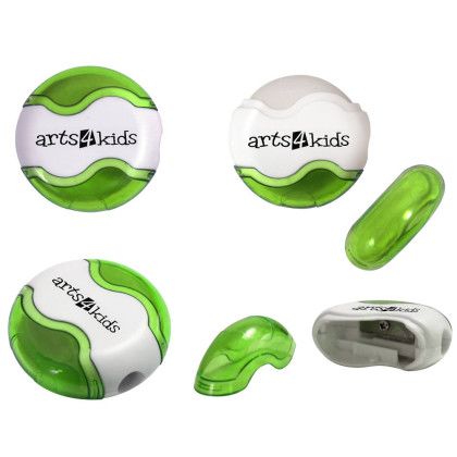 Custom Round Pencil Sharpener Eraser Combo - Transparent Green