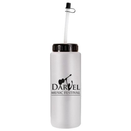 Custom 32 oz. Sports Bottle with Flexible Straw - Frosted