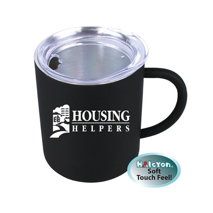 Imprinted Halcyon 14 oz. Coffee Mug with Acrylic Lid