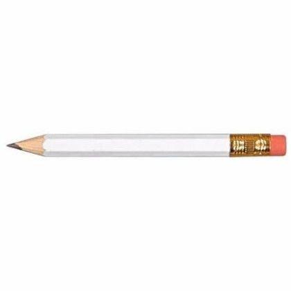 Custom Hex Golf Pencils with Erasers - White