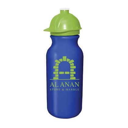 Custom 20 oz. Value Cycle Bottle w/ Safety Helmet Push 'n Pull Cap - Blue