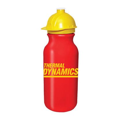 Custom 20 oz. Value Cycle Bottle w/ Safety Helmet Push 'n Pull Cap - Red