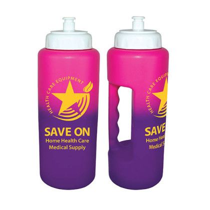 Custom Mood 32 oz. Grip Bottle with Push 'n Pull Cap - Pink to Purple