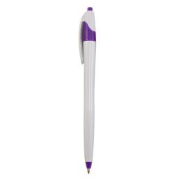 Custom Retractable Click Pen with Black Ink - White/Purple