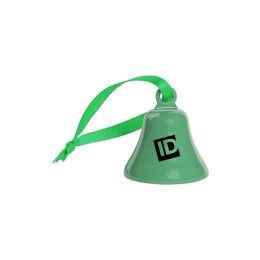 Custom Steel Ornament Bell With Ribbon - Green