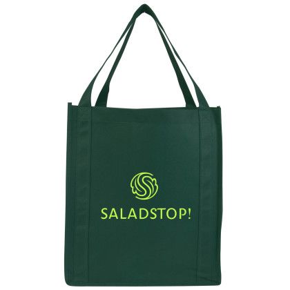 Custom Large Non Woven Grocery Tote - Hunter Green