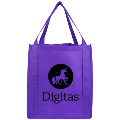 Custom Large Non Woven Grocery Tote - Purple