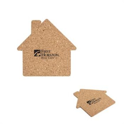 Custom Sustainable House Shaped Cork Coaster - side view