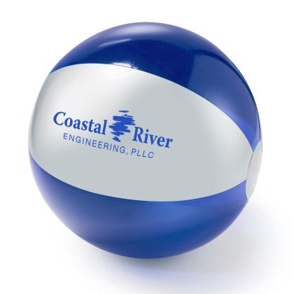 Custom Translucent 16" Two Tone Beach Ball - Blue with Silver