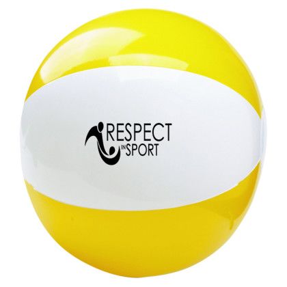 Custom 12" Two-Tone Beach Ball - White with Yellow