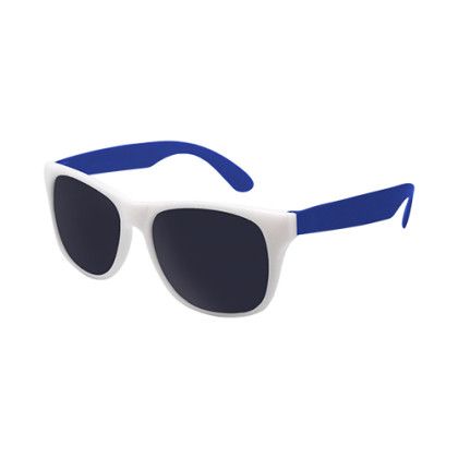 Custom White Trim Sunglasses - White with Blue