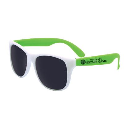 Custom White Trim Sunglasses - White with Green