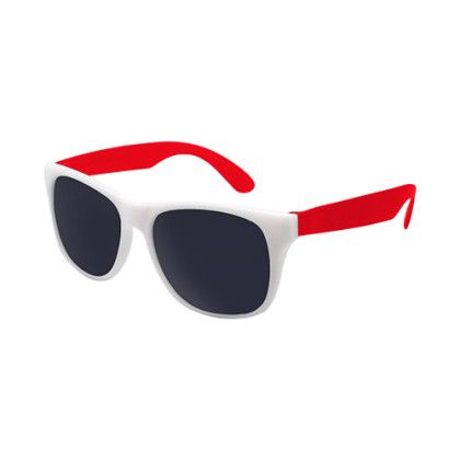 Custom White Trim Sunglasses - White with Red