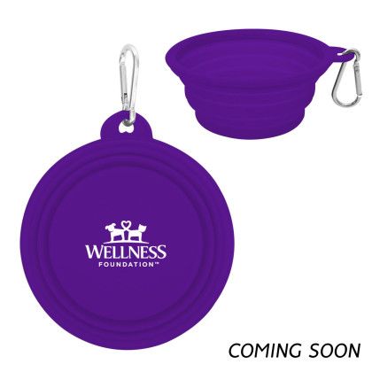 Custom Collapsible Pet Bowl With Carabiner - Purple