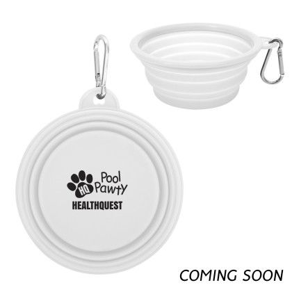 Custom Collapsible Pet Bowl With Carabiner - White