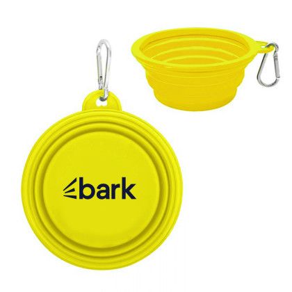 Custom Collapsible Pet Bowl With Carabiner - Yellow