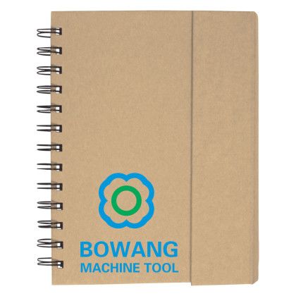 Custom Eco-recycled Journal With Sticky Notes, Flags And Pen - Natural Custom Eco-recycled Journal With Sticky Notes, Flags And Pen - Natural